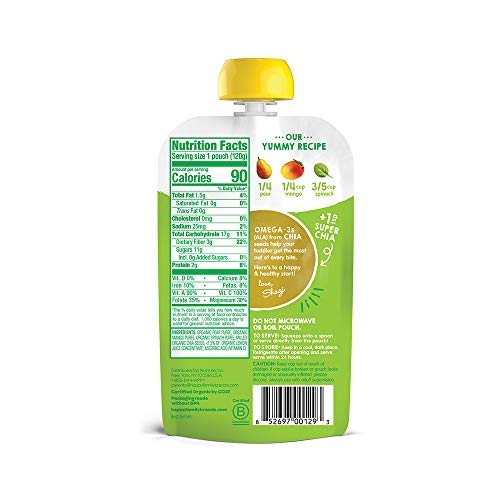 HAPPYTOT Organics Super Foods Stage 4, Super Foods Variety Pack, 4.22 Ounce Pouch (Pack of 16) packaging may vary