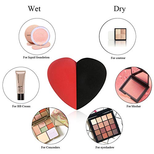 DUcare Beauty Blender Makeup Sponges – for Foundation Liquid, Cream, Powder, and Concealer- Black and Red Heart Shape…