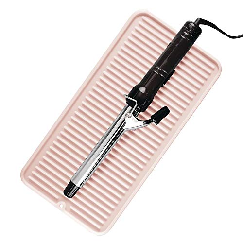mDesign Silicone Heat-Resistant Hair Care Styling Tool Mat for Curling or Flat Irons, Straighteners on Bathroom…