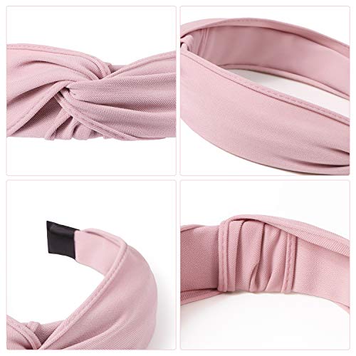 6 Pack Wide Plain Headbands,Unime Twist Knot Turban Headband Yoga Hair Band Fashion Elastic Hair Accessories for Women…