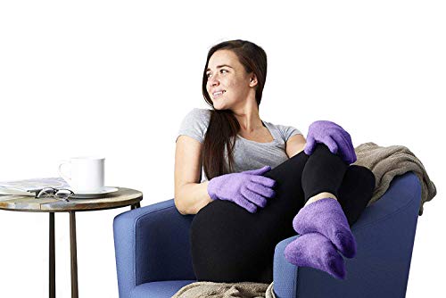 NatraCure Moisturizing Gel Booties and Gloves Set – (for Dry Skin, Dry Hands, feet, Cracked Heels, cuticles, Rough Skin…