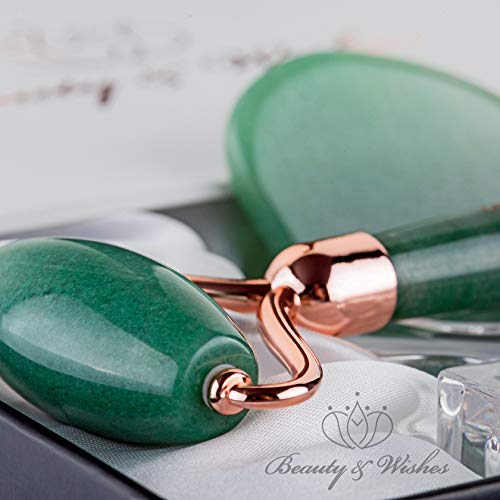 Jade Roller and Gua Sha Massager kit Set for Face with CounterTop Stand – Grade A – Authentic Brazilian Stone Helps…