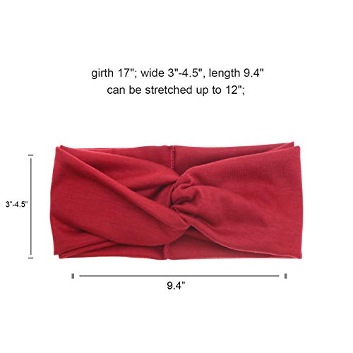 DRESHOW 4 Pack Headbands for Women Yoga Knotted Headbands Elastic Criss Cross Hair Accessories Sports Head Wrap Non Slip