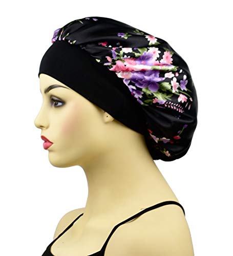 Silk Satin Bonnets for Women Curly Hair Cover Sleep Cap Satin Night Caps for Sleeping Girls Large Silk Bonnet with Tie…