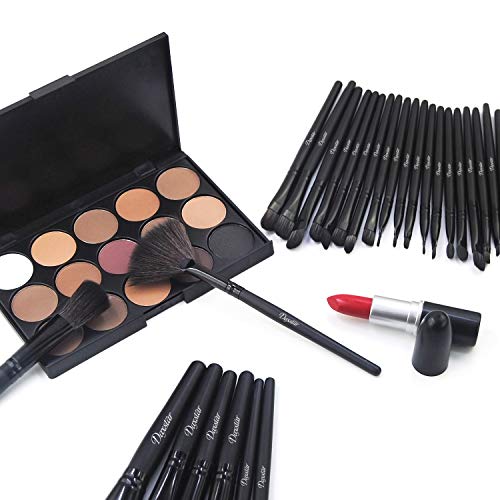 Makeup Brush Set, Complete 32pcs Black Makeup Brushes Synthetic Soft Bristles Brush for Foundation Kabuki Blush Blending…