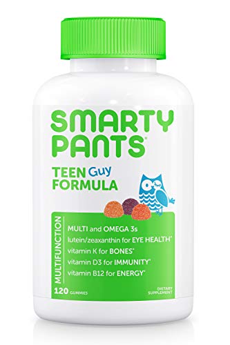 SmartyPants Teen Guy Formula, Daily Multivitamin Gummies: Vitamins C, B12, K, Zinc, & Biotin for Immune Support, Energy…