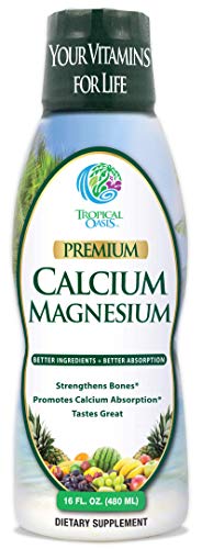 Tropical Oasis Liquid Calcium & Magnesium – Natural formula w/ support for strong bones – Liquid vitamins w/ calcium…