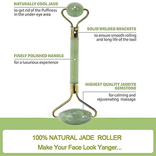 Ocim Jade Roller,100% Natural Facial Jade Stone for Face and Eyes Massage-Rejuvenate Skin & Remove Wrinkles