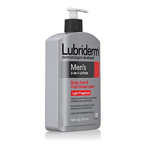 Lubriderm Men’s 3-In-1 Lotion Enriched with Aloe for Body and Face, Non-Greasy Soothing Post Shave Moisturizer with…