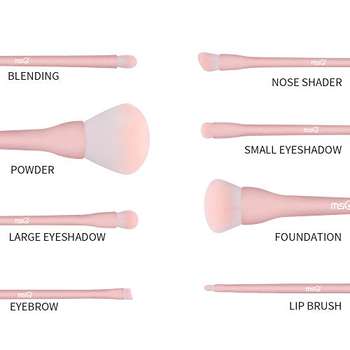 MSQ Make Up Brushes 8Pcs Makeup Brush Set Foundation Brush Blending Brush Eyeshadow Brushes Eye Brushes Set with Bag…