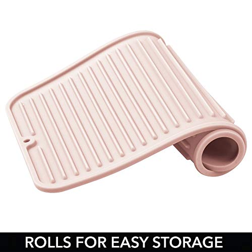 mDesign Silicone Heat-Resistant Hair Care Styling Tool Mat for Curling or Flat Irons, Straighteners on Bathroom…