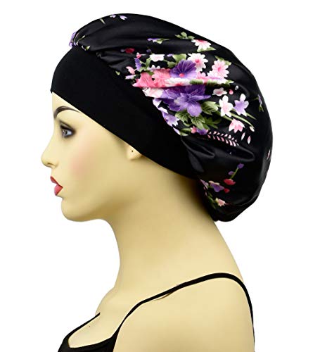 Silk Satin Bonnets for Women Curly Hair Cover Sleep Cap Satin Night Caps for Sleeping Girls Large Silk Bonnet with Tie…