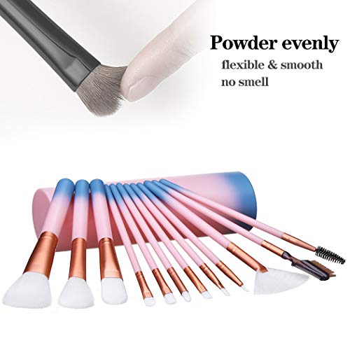 Elisel Makeup Brush Sets 12 Pcs Makeup Brushes Travel makeup brush set Eye shadow brush, foundation brush, blush brush…