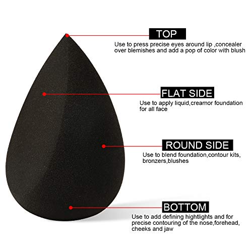 DUcare Beauty Blender Makeup Sponges – for Foundation Liquid, Cream, Powder, and Concealer- Black and Red Heart Shape…
