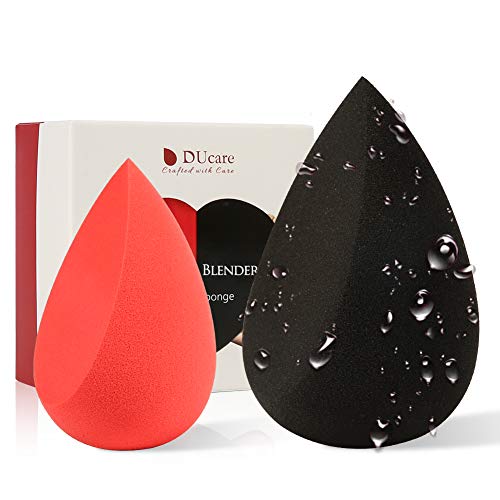 DUcare Beauty Blender Makeup Sponges – for Foundation Liquid, Cream, Powder, and Concealer- Black and Red Heart Shape…