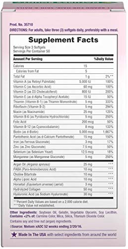 Nature’s Bounty Hair, Skin & Nails Rapid Release Softgels, Argan-Infused Vitamin Supplement with Biotin and Hyaluronic…