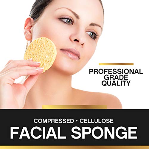 Facial Sponges 100% Natural Compressed Cellulose (50 Count Pack) | Eco-Friendly & Reusable | Makeup Remover Pads/Sponge…