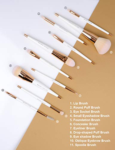 Brush Master Makeup Brushes Set 10Pcs Professional Kabuki Foundation Eyeshadow Blush Blending Lip Full Face Cosmetic Kit…