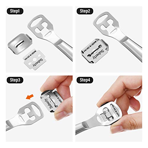 52 Pieces Callus Shaver Set, 50 Replacement Slices Blades 1 Stainless Steel Callus Shaver and 1 Foot File Head Foot Care…