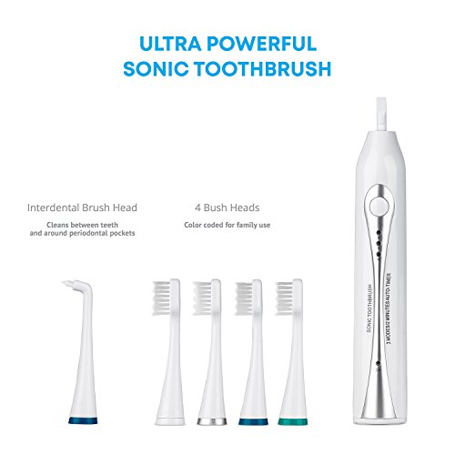 AquaSonic Home Dental Center Rechargeable Power Toothbrush & Smart Water Flosser – Complete Family Oral Care System – 10…