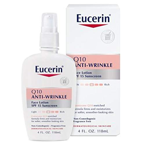 Eucerin Q10 Anti-Wrinkle Face Lotion with SPF 15 – Fragrance-Free, Moisturizes for Softer Smoother Skin – 4 fl. oz…