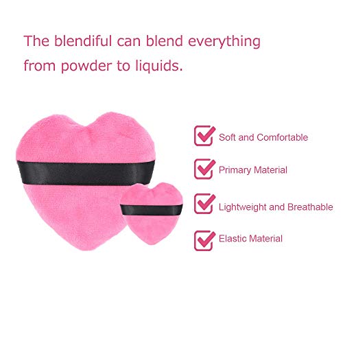 Makeup Puffs,Large Face Powder Puffs Cotton Velour Love Shape with Strap,Makeup Tool Beauty Sponges Blender 2 Pcs …