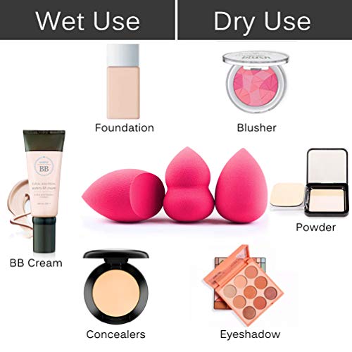 JASSINS 3 PCS Beauty Makeup Sponge Blenders Foundation Blending Sponge, Latex Free Reusable Cosmetic Sponge + 1pcs…