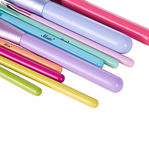 Matto Makeup Brushes 10-Pieces Colorful Wood Handles Synthetic Hairs Makeup Brush Set with Cosmetic Brush Holder