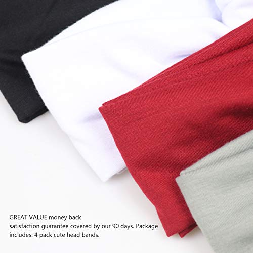 DRESHOW 4 Pack Headbands for Women Yoga Knotted Headbands Elastic Criss Cross Hair Accessories Sports Head Wrap Non Slip