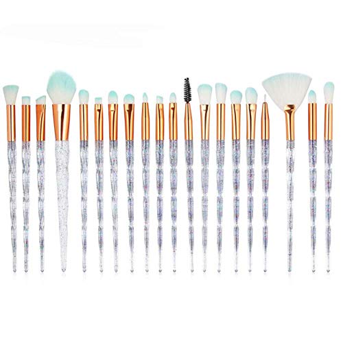 Eye Shadow Makeup Brush Set, Coshine 20pcs Crystal Shiny Diamond Eye Makuep Brushes, Glitter Transparent Unicorn Makeup…
