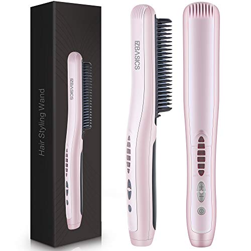EZBASICS Hair Straightener Brush, 30s Fast PTC Ceramic Heating Hair Straightening Brush with Anti Scald, Auto-Off…
