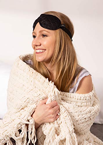 Bucky Ultralight Comfortable Contoured Travel and Sleep Eye Mask, Black Scallop, One Size