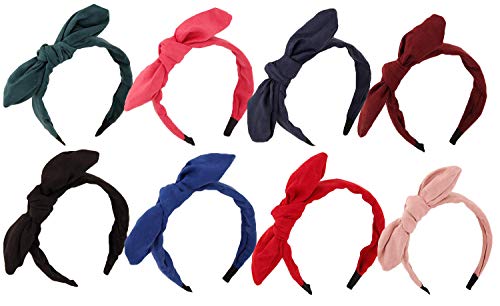 Qiabao 5 Pack Assorted Wire Bow Tie Hard Headband Hair Band for Women Girls