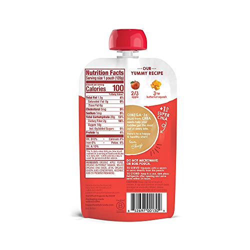 HAPPYTOT Organics Super Foods Stage 4, Super Foods Variety Pack, 4.22 Ounce Pouch (Pack of 16) packaging may vary