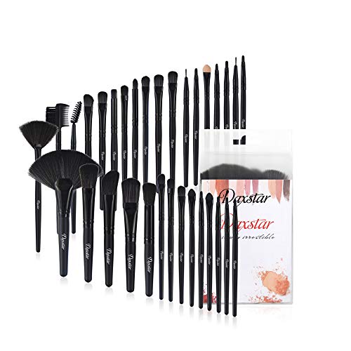Makeup Brush Set, Complete 32pcs Black Makeup Brushes Synthetic Soft Bristles Brush for Foundation Kabuki Blush Blending…