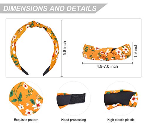 KHKINDPRO Leopard Print and Floral Knotted Headbands for Women and Girls 6 Pack Set Fabric Wrapped Plastic Fashion Hair…