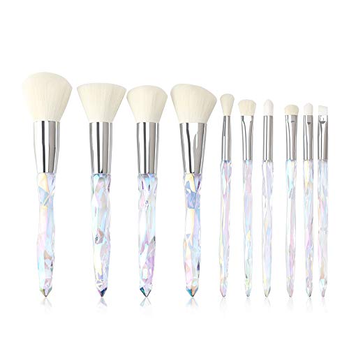 Makeup Brushes Crystal Handle Set, Tenmon 10 PCS Crystal Transparent Handle Kabuki Powder Foundation Brush Concealer Eye…