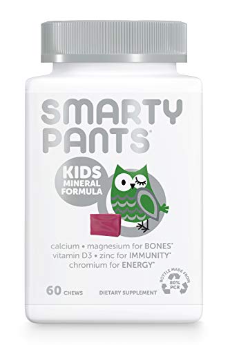 SmartyPants Kids Daily Mineral Vitamins: Calcium, Magnesium Citrate, D3, Zinc & Chromium for Immune Support, Energy…