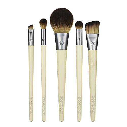 EcoTools Start The Day Beautifully Makeup Brush Kit, For Eyeshadow, Foundation, Blush, & Concealer, With Storage Tray…