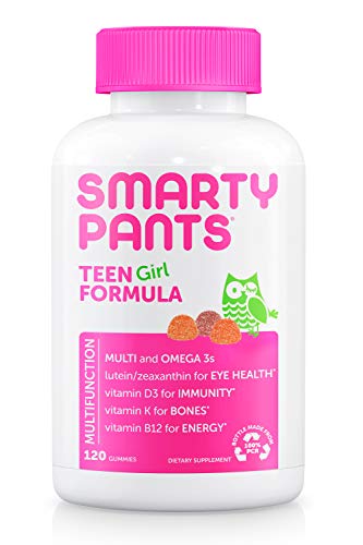 SmartyPants Teen Girl Formula, Daily Multivitamin Gummies: Vitamins C, B12, K, Zinc, & Biotin for Immune Support, Energy…
