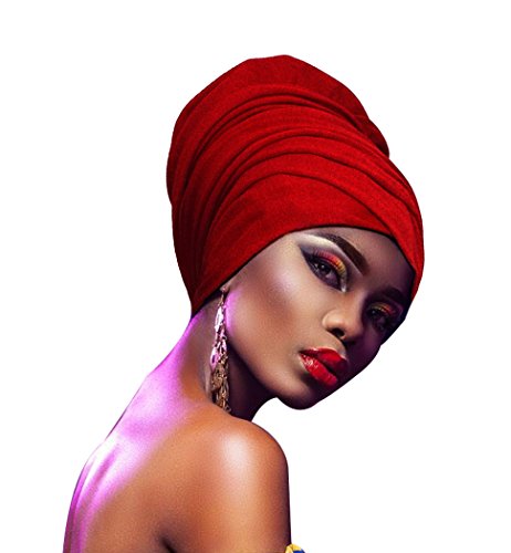 L’VOW Women’ Soft Stretch Headband Long Headwrap Scarf Turban Tie (Burgundy)