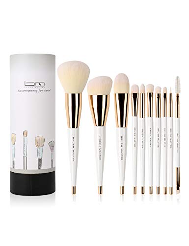 Brush Master Makeup Brushes Set 10Pcs Professional Kabuki Foundation Eyeshadow Blush Blending Lip Full Face Cosmetic Kit…
