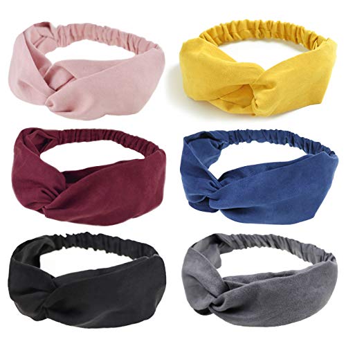DRESHOW 6 Pack Boho Headbands for Women Girls Elastic Back Criss Cross Hair Band Twisted Head Wrap