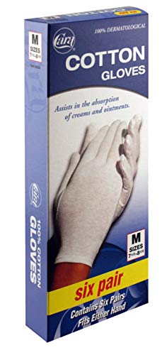 CARA Moisturizing Eczema Cotton Gloves, Medium, 6 Pair