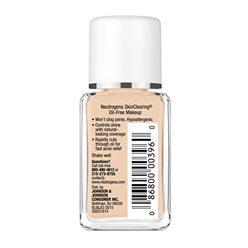 Neutrogena SkinClearing Oil-Free Acne and Blemish Fighting Liquid Foundation with Salicylic Acid Acne Medicine, Shine…
