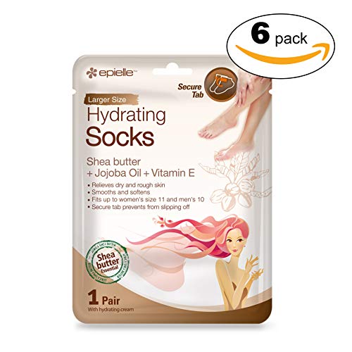 Epielle Hydrating Foot Masks (Socks 6pk) for foot cracked and dry heel to toe and callus Spa Masks – Shea butter…