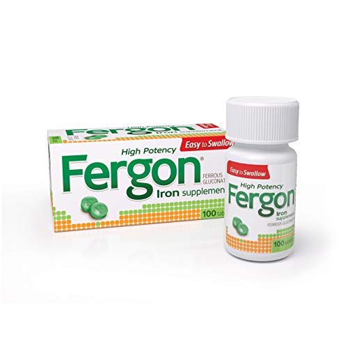 Fergon High Potency Iron Highly Soluble & Easily Digested, 27 mg Iron, 100 Tablets