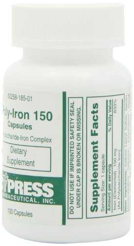 Dietary Supplement – Poly Iron Capsules 150 mg (100 caps per bottle) by Cypress Pharmaceutical #185-01 (1 Bottle of 100…
