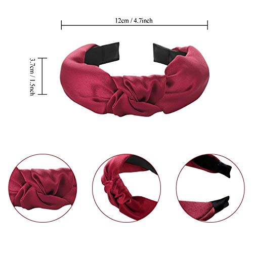 Satin Headbands for Women Girls, Funtopia 9 Pcs Wide Plain Turban Twist knotted Headband Fashion Cross Knot Hair Bands…
