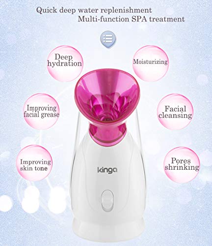 Facial Steamer Face Steamer KINGA Hot Mist Skin Moisturizing Opening Skin Pores Removing Blackhead Home SPA 5PCS Skin…
